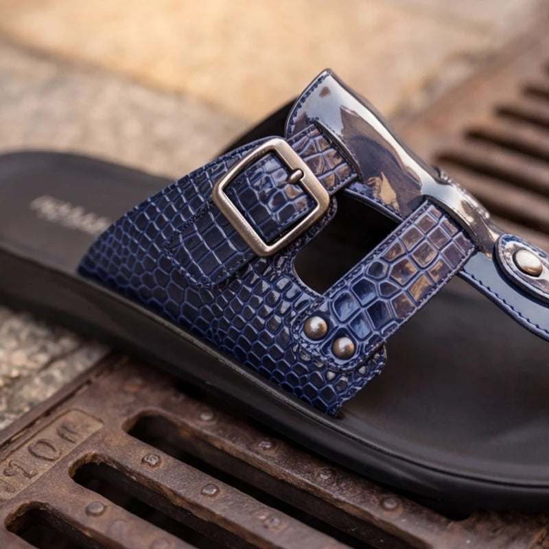 Lariva Leather Sandals - Blue - buckle sandals - Brondals - Image 7