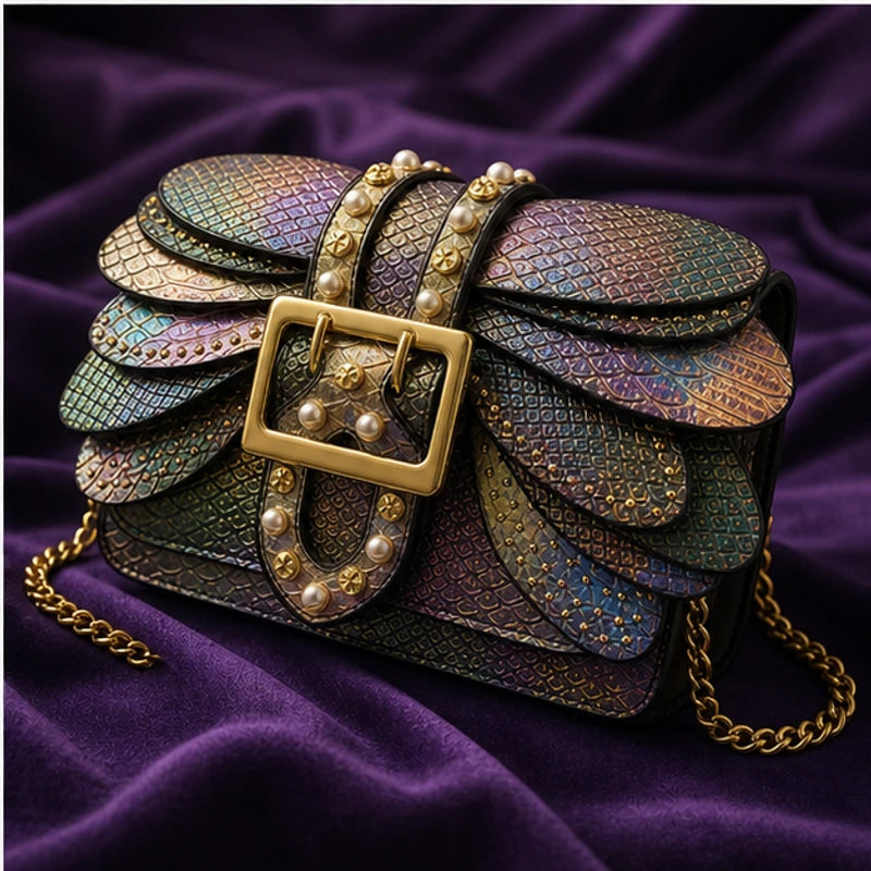 Aeshna Leather Crossbody Bag - Rainbow - structured bag - Brondals - Image 4