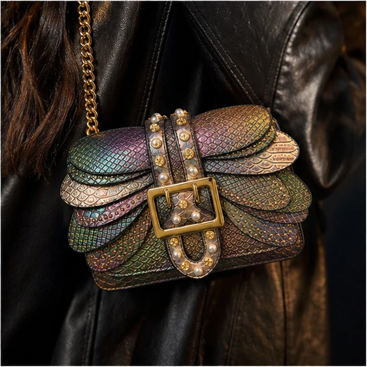 Aeshna Leather Crossbody Bag - Rainbow - statement bag - Brondals - Image 8