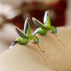 Vintage Enamel Hummingbird Earrings