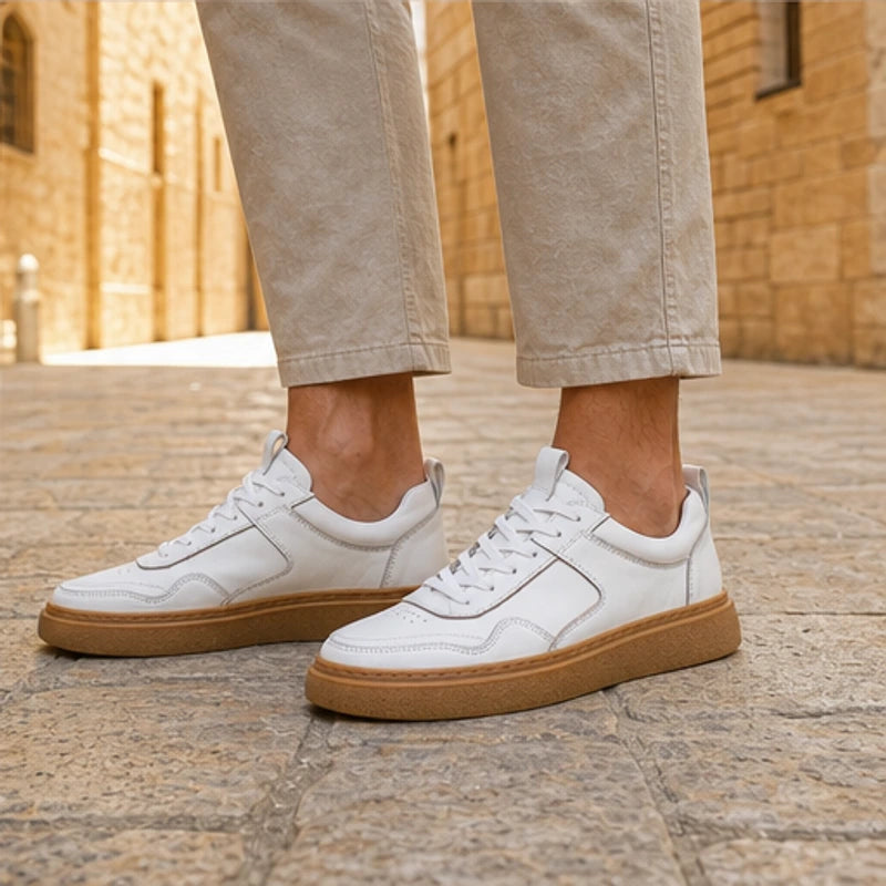 Lehman Leather Sneakers - White - gum sole - Brondals - Image 5