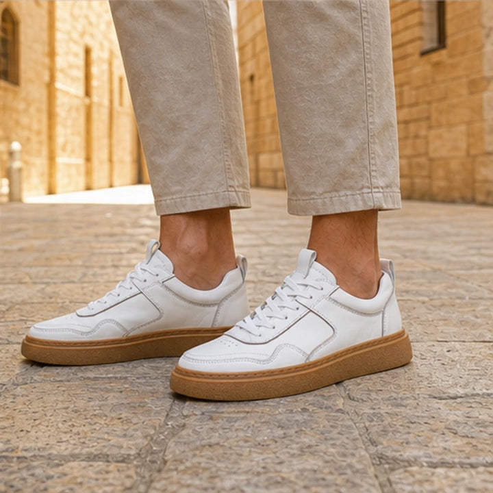 Lehman Leather Sneakers - White - gum sole - Brondals - Image 5