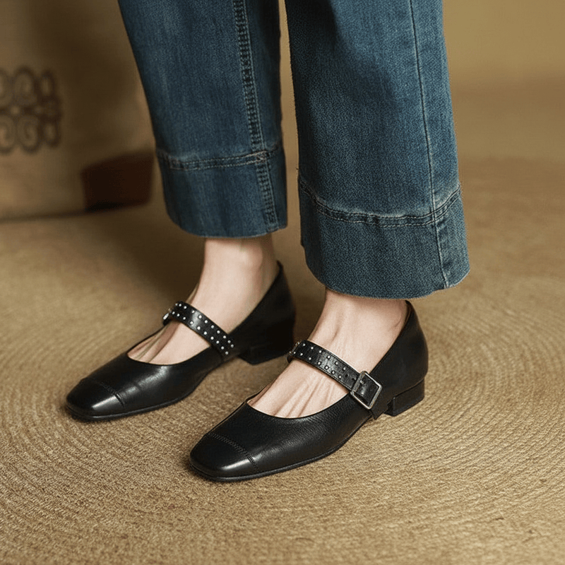 Zapatos Mary Janes de cuero genuino Constella
