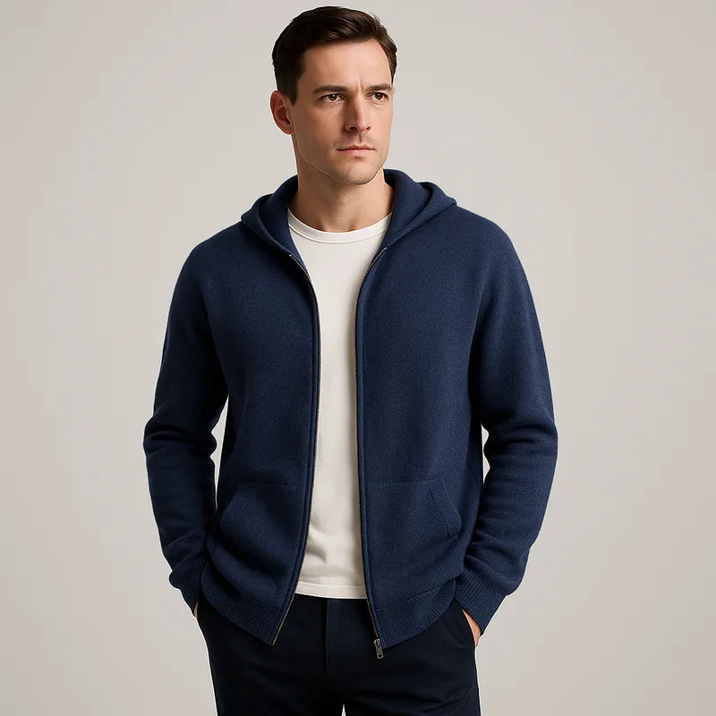 Sudadera con capucha y cremallera de cachemira Novaro