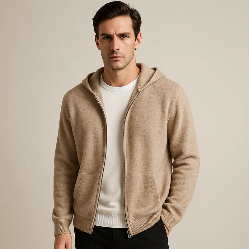 Sudadera con capucha y cremallera de cachemira Novaro