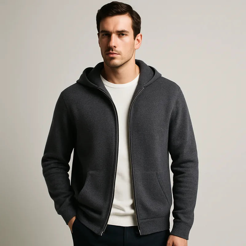 Sudadera con capucha y cremallera de cachemira Novaro