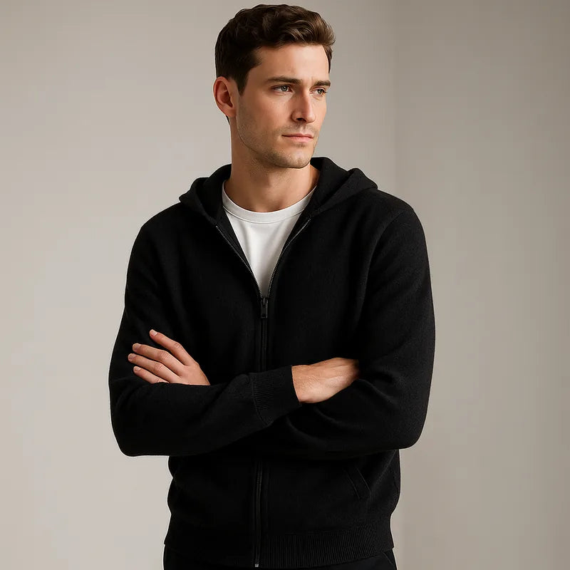 Sudadera con capucha y cremallera de cachemira Novaro