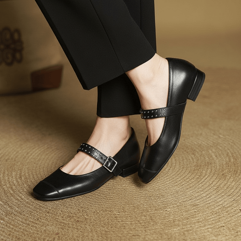Zapatos Mary Janes de cuero genuino Constella