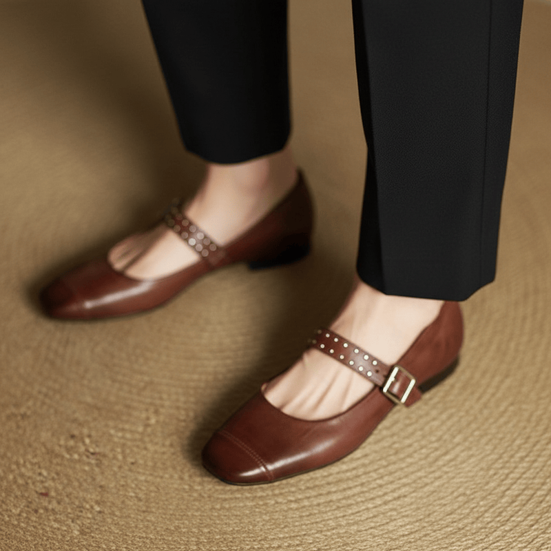 Zapatos Mary Janes de cuero genuino Constella