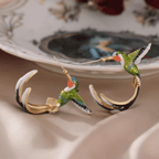 Vintage Enamel Hummingbird Earrings