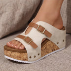 Mellina Platform Sandals - Beige - cork platform - Brondals - Image 4