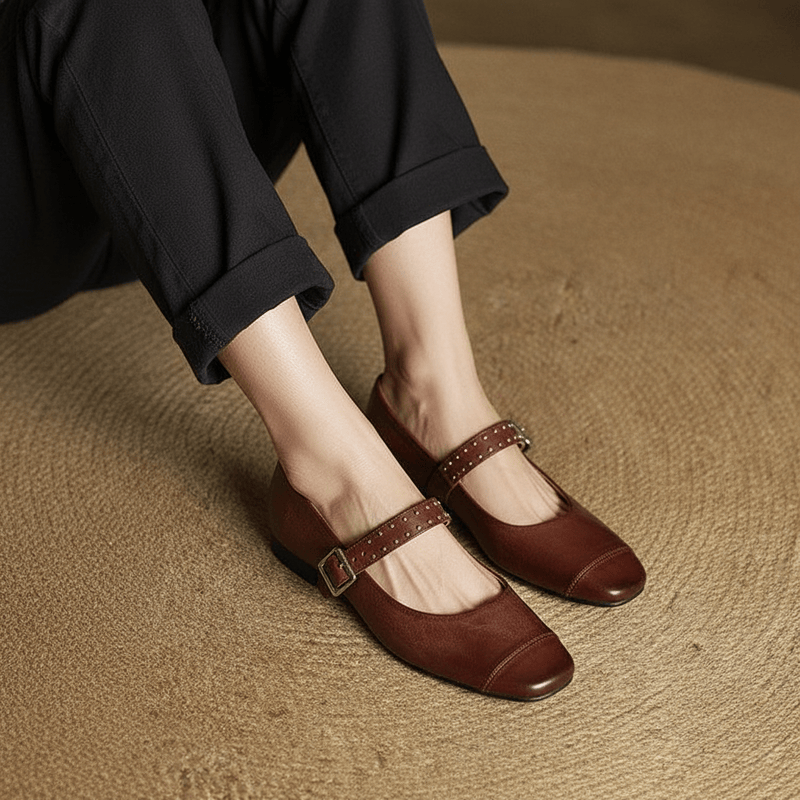 Zapatos Mary Janes de cuero genuino Constella