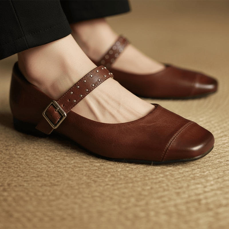 Zapatos Mary Janes de cuero genuino Constella