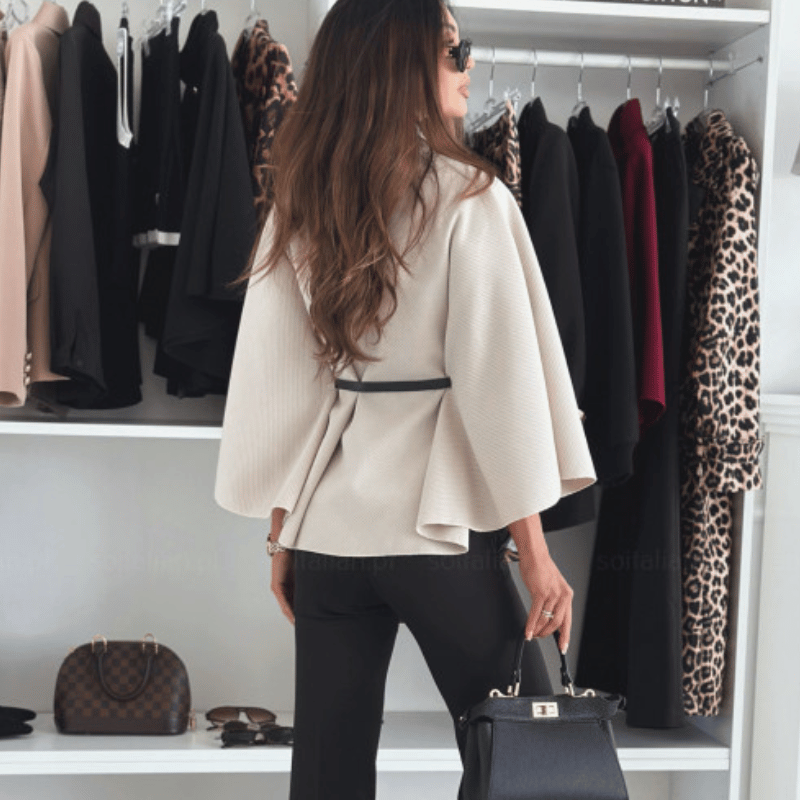 Serin Belted Batwing Cape