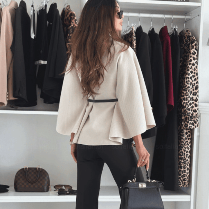 Serin Belted Batwing Cape