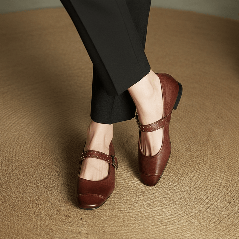 Zapatos Mary Janes de cuero genuino Constella