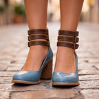 Marianna Leather Strap Heels - Blue - strap heels - Brondals - Image 4