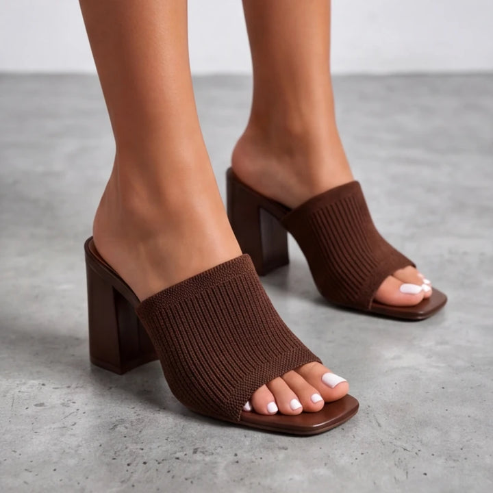Selano Block Heel Sandals - Brown - Shoes - Brondals - Image 1