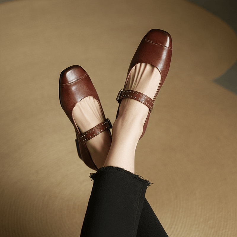 Zapatos Mary Janes de cuero genuino Constella