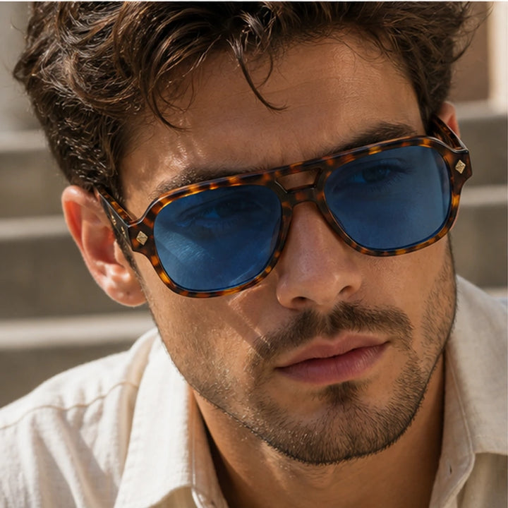 Palma Azure Aviator Sunglasses - Azure Havana - tortoiseshell - Brondals - Image 6