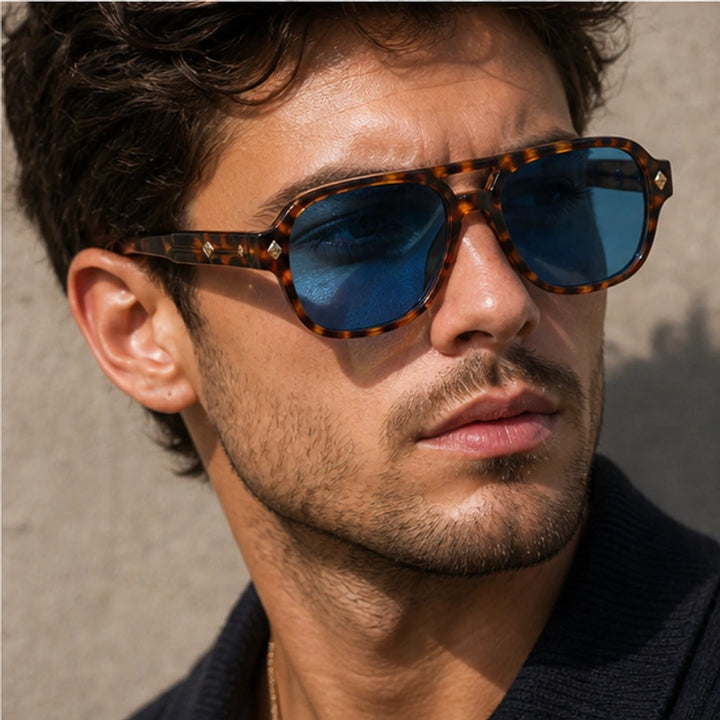 Palma Azure Aviator Sunglasses - Azure Havana - double bridge - Brondals - Image 5