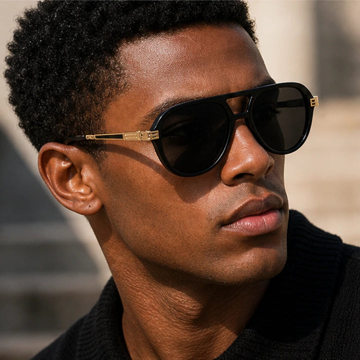 Branley Aviator Sunglasses - Midnight - metal frame - Brondals - Image 6