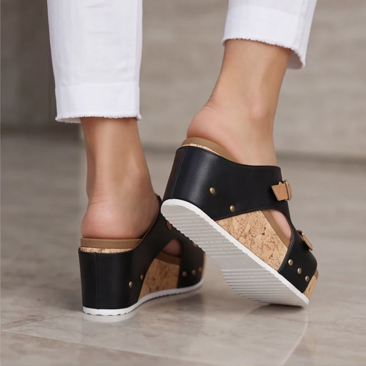 Mellina Platform Sandals - Black - leather sandals - Brondals - Image 5