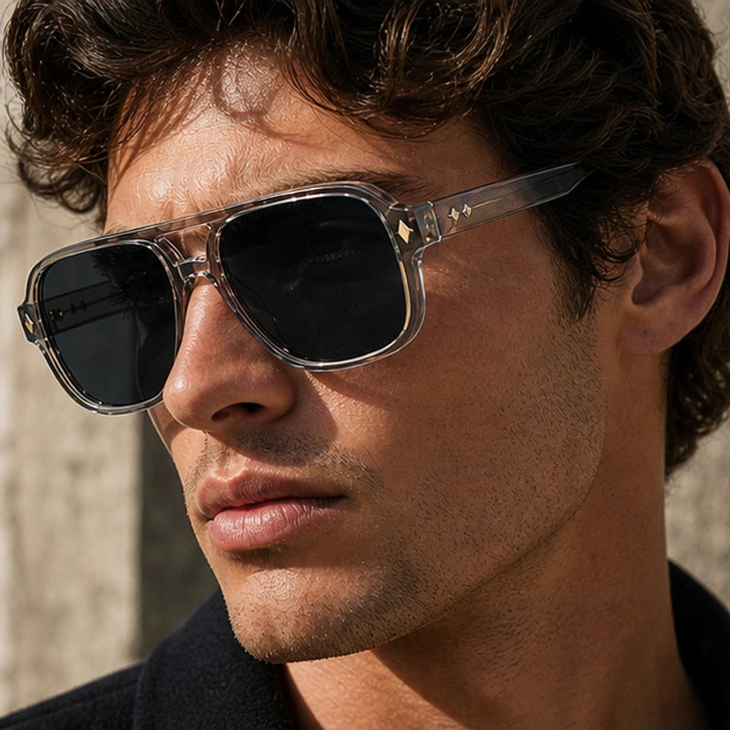 Palma Azure Aviator Sunglasses - Smoke Crystal - double bridge - Brondals - Image 5