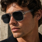 Palma Azure Aviator Sunglasses - Smoke Crystal - double bridge - Brondals - Image 5