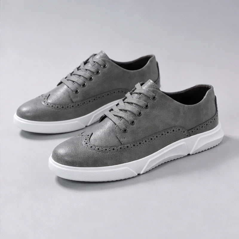 Mason Leather Brogue Sneakers - Gray - Sneakers - Brondals - Image 1