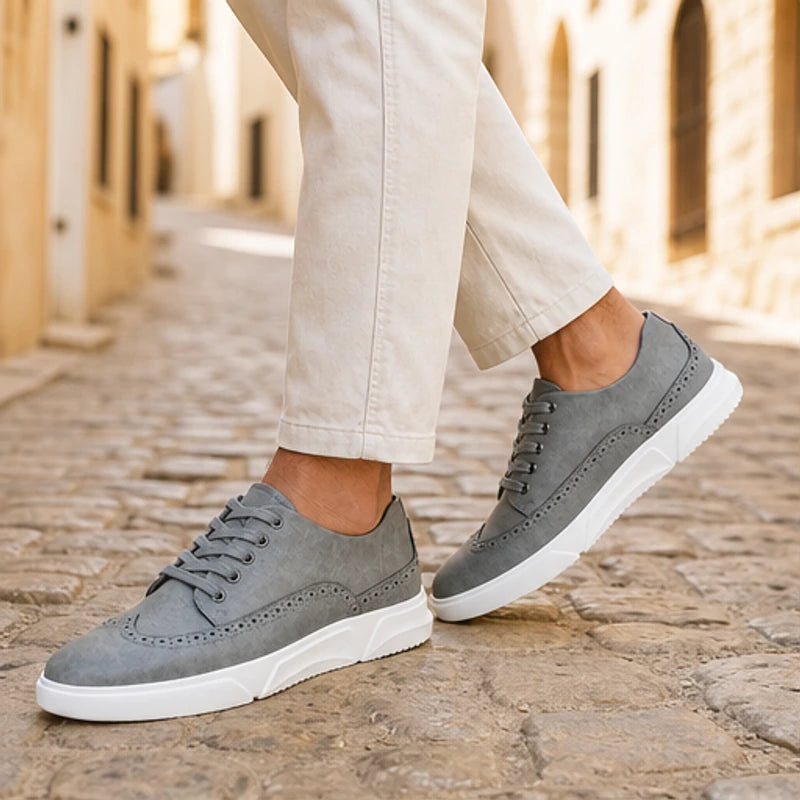 Mason Leather Brogue Sneakers - Gray - leather sneakers - Brondals - Image 3