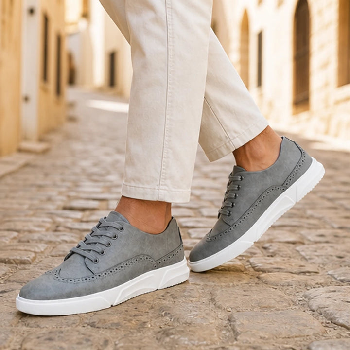 Mason Leather Brogue Sneakers - Gray - leather sneakers - Brondals - Image 3