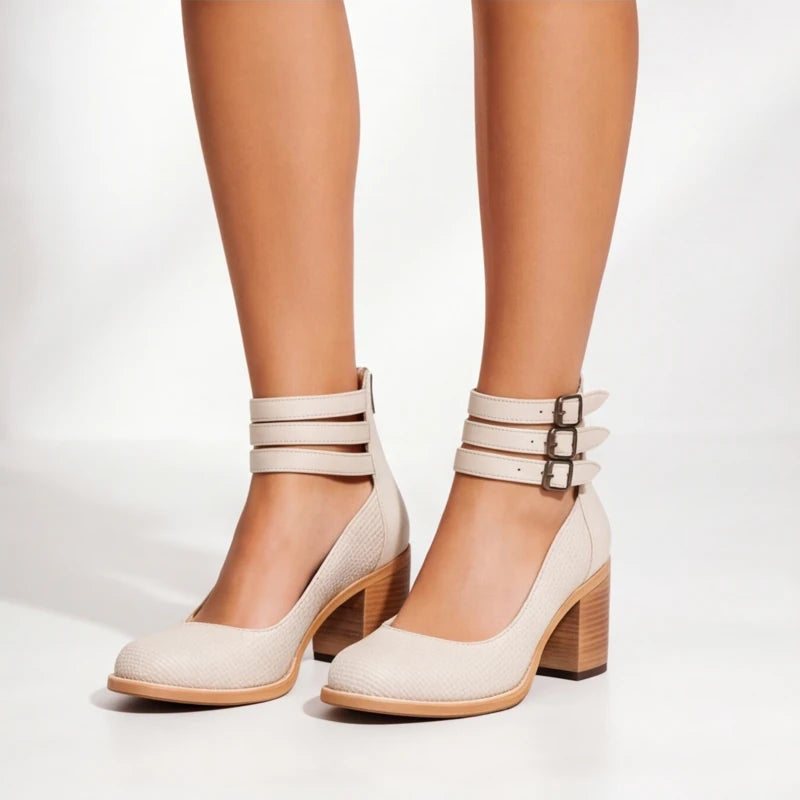 Marianna Leather Strap Heels - White - Shoes - Brondals - Image 1