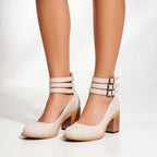 Marianna Leather Strap Heels - White - Shoes - Brondals - Image 1