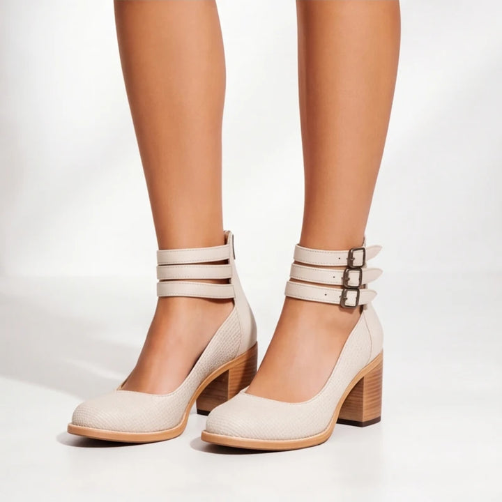 Marianna Leather Strap Heels - White - Shoes - Brondals - Image 1