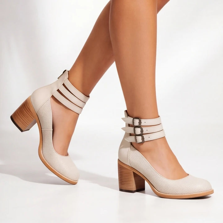 Marianna Leather Strap Heels - White - women's heels - Brondals - Image 2