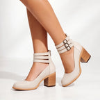 Marianna Leather Strap Heels - White - leather heels - Brondals - Image 3