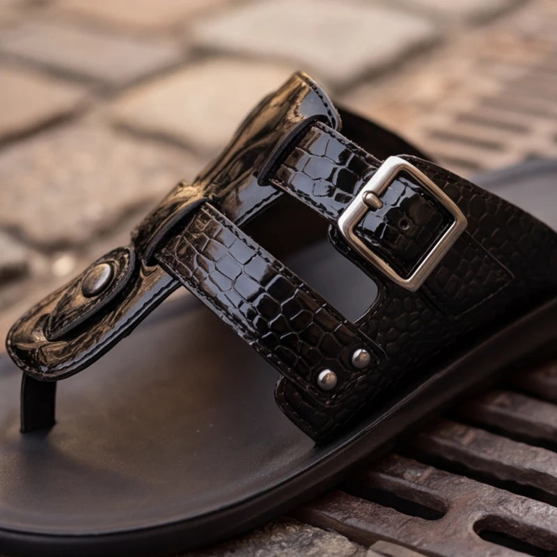 Lariva Leather Sandals - Black - buckle sandals - Brondals - Image 7