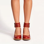 Marianna Leather Strap Heels - Red - leather heels - Brondals - Image 3