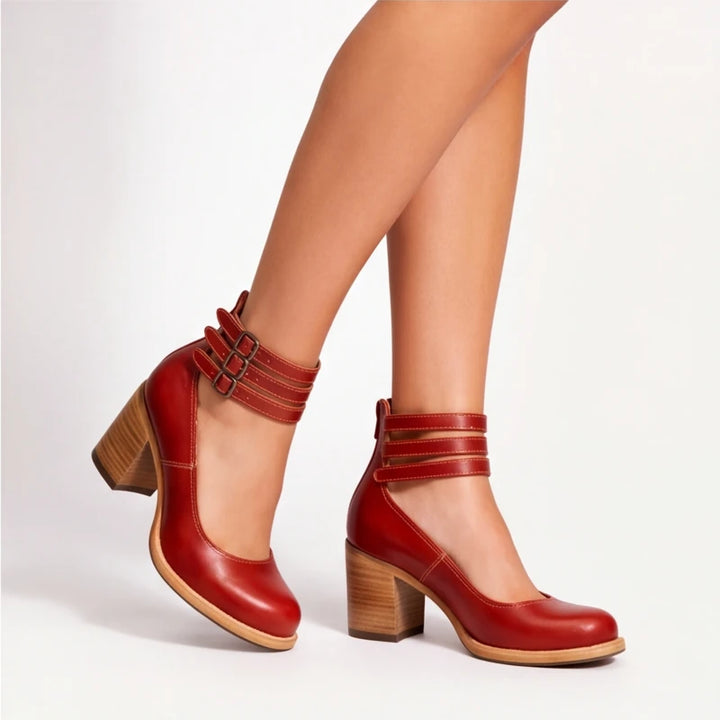 Marianna Leather Strap Heels - Red - women's heels - Brondals - Image 2