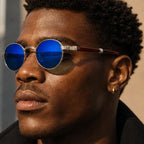 Deventio Retro Sunglasses - Blue - vintage oval - Brondals - Image 4