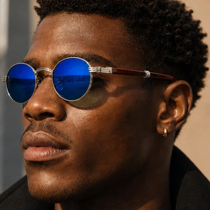 Deventio Retro Sunglasses - Blue - vintage oval - Brondals - Image 4