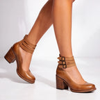 Marianna Leather Strap Heels - Brown - women's heels - Brondals - Image 2