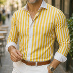 Henry James Striped Shirt - Yellow - Shirt - Brondals - Image 1