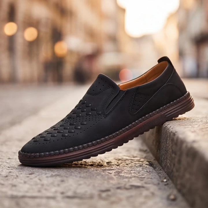 Brunwick Genuine Leather Loafers - Black - perforated loafers - Brondals - Image 7