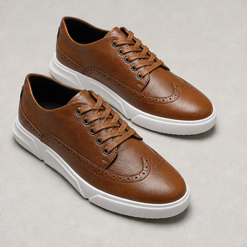 Mason Leather Brogue Sneakers - Light Brown - leather sneakers - Brondals - Image 3
