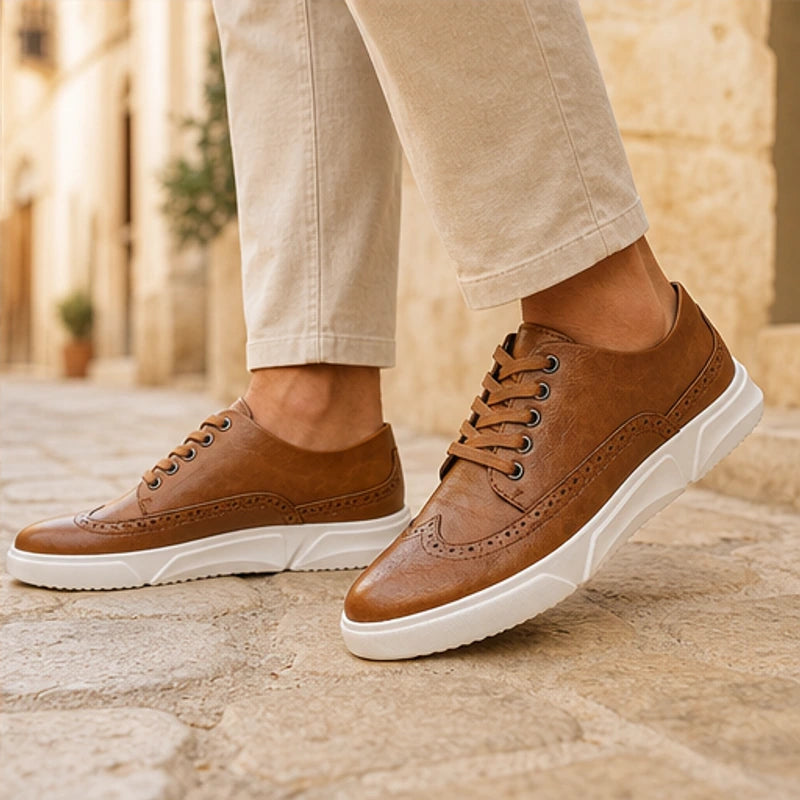Mason Leather Brogue Sneakers - Light Brown - Sneakers - Brondals - Image 1