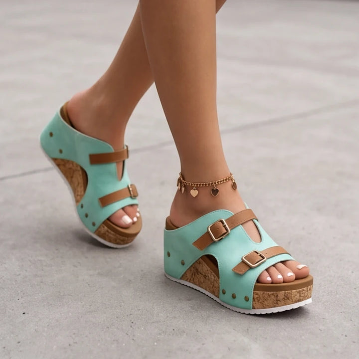 Mellina Platform Sandals - Mint - leather sandals - Brondals - Image 5