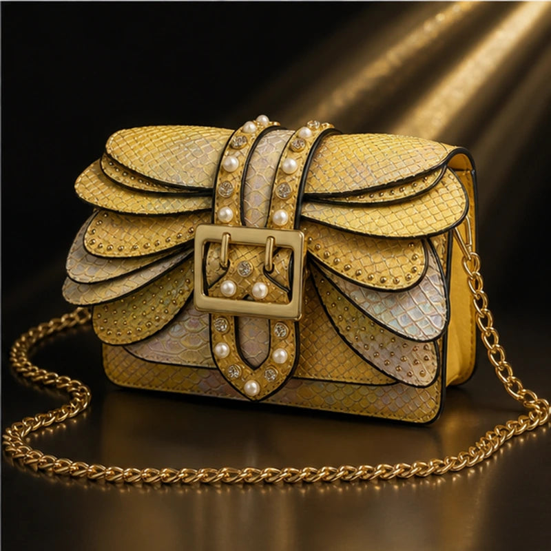 Aeshna Leather Crossbody Bag - Gold - structured bag - Brondals - Image 4