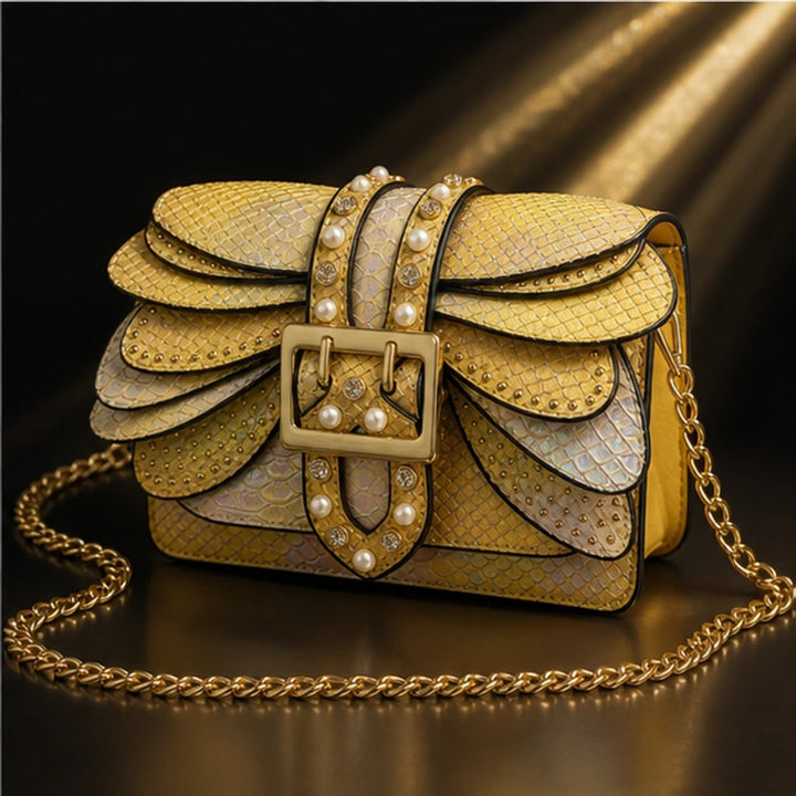 Aeshna Leather Crossbody Bag - Gold - structured bag - Brondals - Image 4